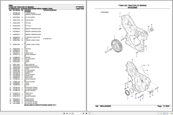 Valtra Tractor T3 Series T193H LRC Parts Catalog VFT193HLRC 3