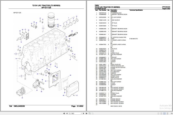 Valtra Tractor T3 Series T213V LRC Parts Catalog VFT213VLRC 2
