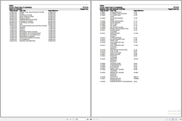 Valtra Tractor T3 Series T213V Parts Catalog VFT213V 1