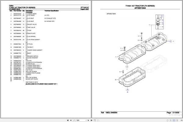 Valtra Tractor T4 Series T144A 1A7 Parts Catalog VFT144A1A7 3