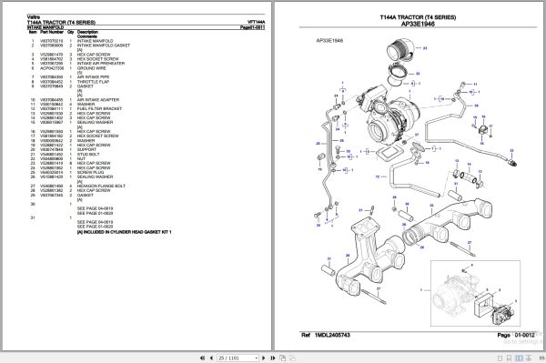 Valtra Tractor T4 Series T144A Parts Catalog VFT144A 3