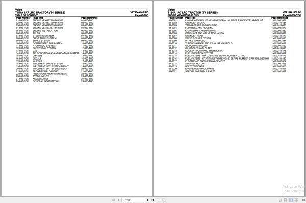 Valtra Tractor T4 Series T154A 1A7 LRC Parts Catalog VFT154A1A7LRC 1
