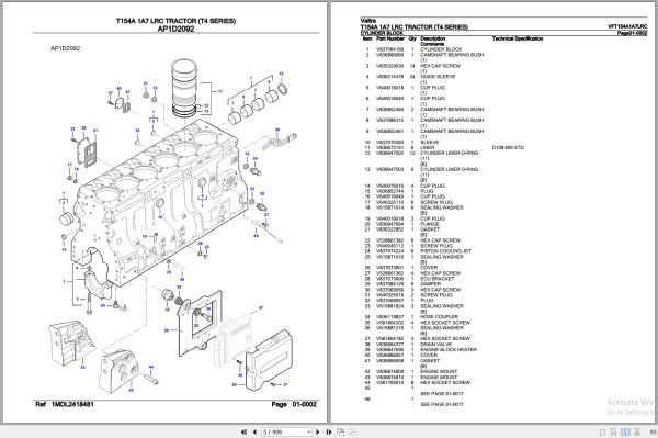 Valtra Tractor T4 Series T154A 1A7 LRC Parts Catalog VFT154A1A7LRC 2