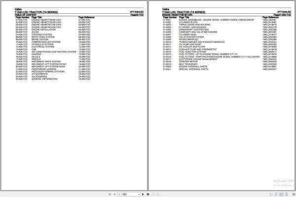 Valtra Tractor T4 Series T154H LRC Parts Catalog VFT154HLRC 1