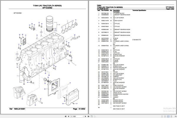 Valtra Tractor T4 Series T154H LRC Parts Catalog VFT154HLRC 2