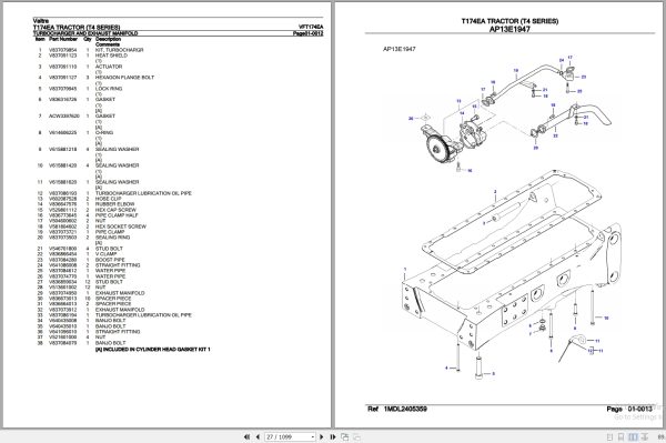 Valtra Tractor T4 Series T174EA Parts Catalog VFT174EA 3