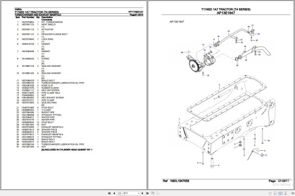 Valtra Tractor T4 Series T174ED 1A7 Parts Catalog VFT174ED1A7 3