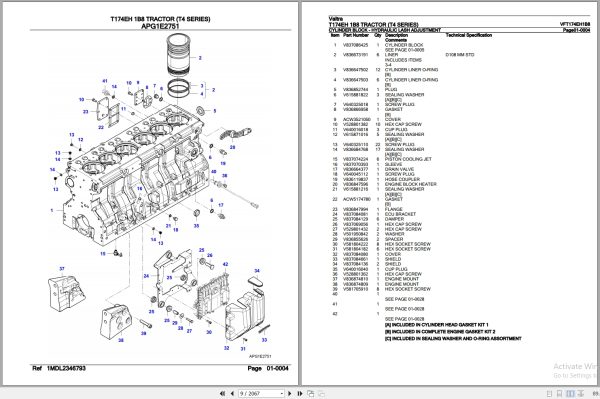 Valtra Tractor T4 Series T174EH 1B8 Parts Catalog VFT174EH1B8 2