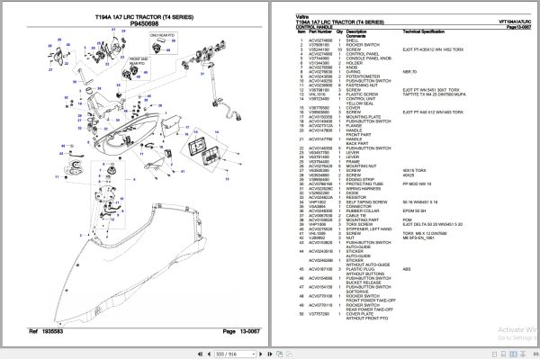 Valtra Tractor T4 Series T194A 1A7 LRC Parts Catalog VFT194A1A7LRC 3