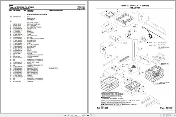 Valtra Tractor T4 Series T194A 1A7 Parts Catalog VFT194A1A7 3