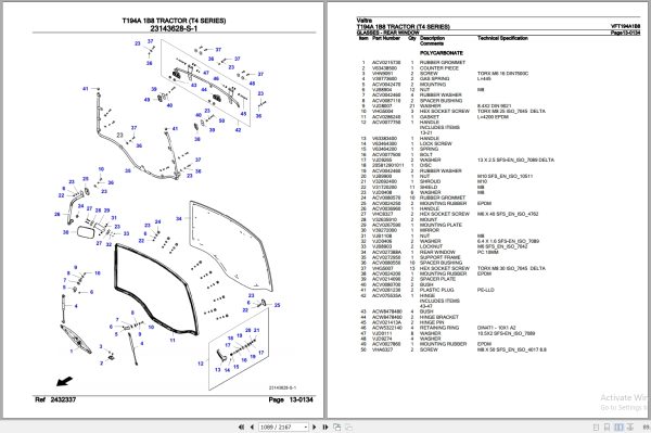 Valtra Tractor T4 Series T194A 1B8 Parts Catalog VFT194A1B8 3