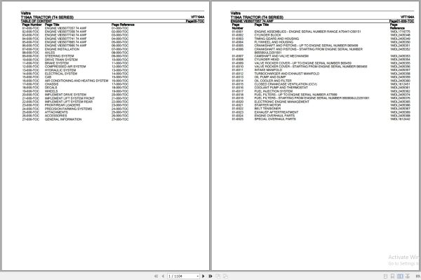 Valtra Tractor T4 Series T194A Parts Catalog VFT194A 1