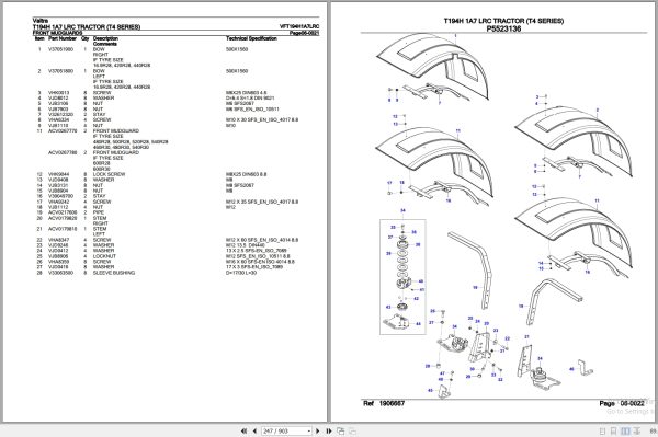 Valtra Tractor T4 Series T194H 1A7 LRC Parts Catalog VFT194H1A7LRC 3