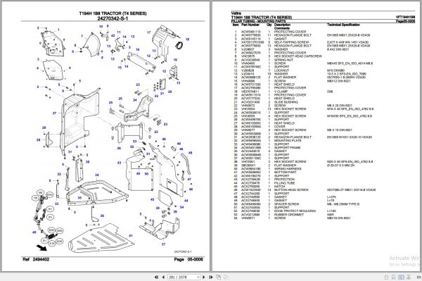 Valtra Tractor T4 Series T194H 1B8 Parts Catalog VFT194H1B8 3