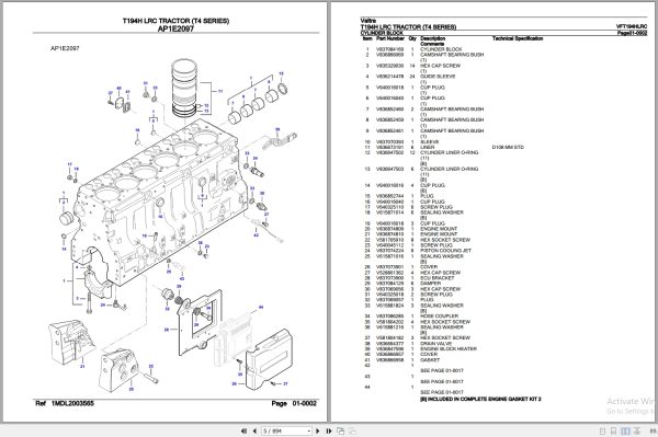 Valtra Tractor T4 Series T194H LRC Parts Catalog VFT194HLRC 2