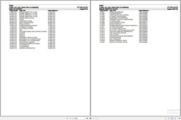 Valtra Tractor T4 Series T194V 1A7 LRC Parts Catalog VFT194V1A7LRC 1
