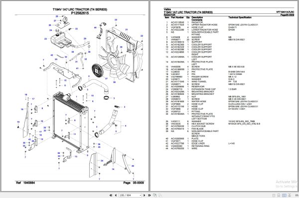 Valtra Tractor T4 Series T194V 1A7 LRC Parts Catalog VFT194V1A7LRC 3