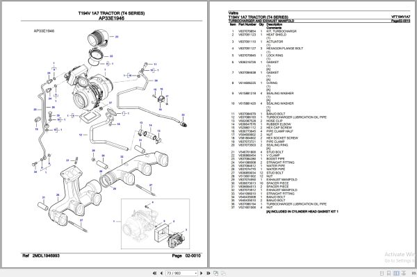 Valtra Tractor T4 Series T194V 1A7 Parts Catalog VFT194V1A7 3
