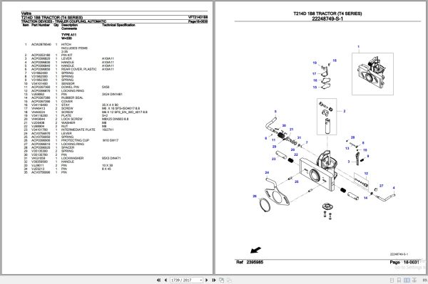 Valtra Tractor T4 Series T214D 1B8 Parts Catalog VFT214D1B8 3