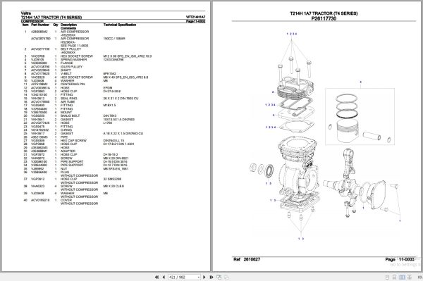 Valtra Tractor T4 Series T214H 1A7 Parts Catalog VFT214H1A7 3