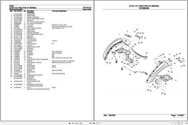 Valtra Tractor T4 Series T214V 1A7 Parts Catalog VFT214V1A7 3