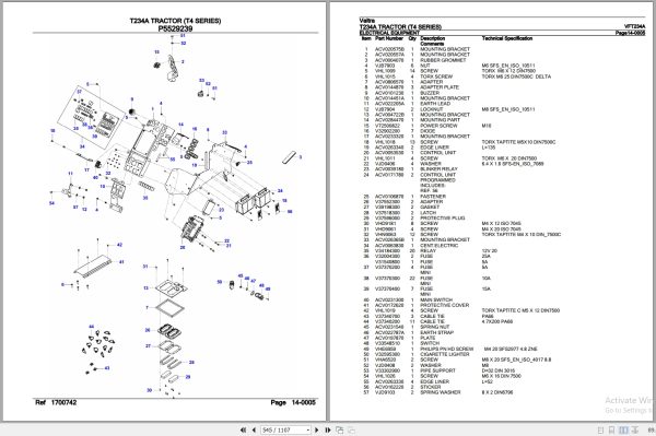 Valtra Tractor T4 Series T234A Parts Catalog VFT234A 3