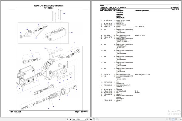 Valtra Tractor T4 Series T234H LRC Parts Catalog VFT234HLRC 3