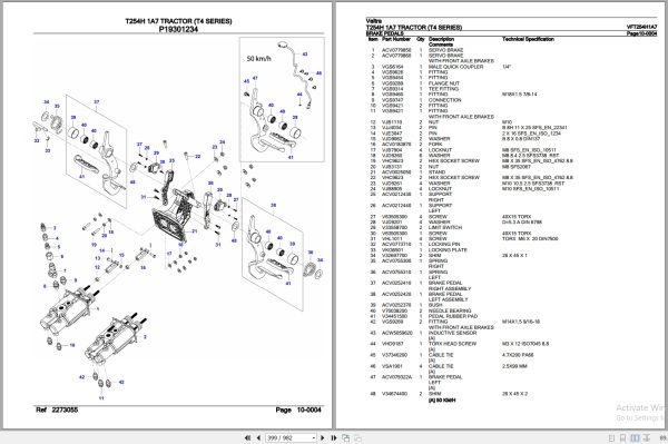 Valtra Tractor T4 Series T254H 1A7 Parts Catalog VFT254H1A7 3