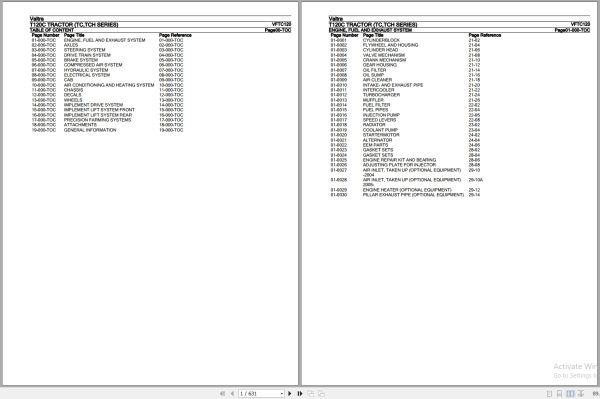 Valtra Tractor TC TCH Series T120C Parts Catalog VFTC120 1