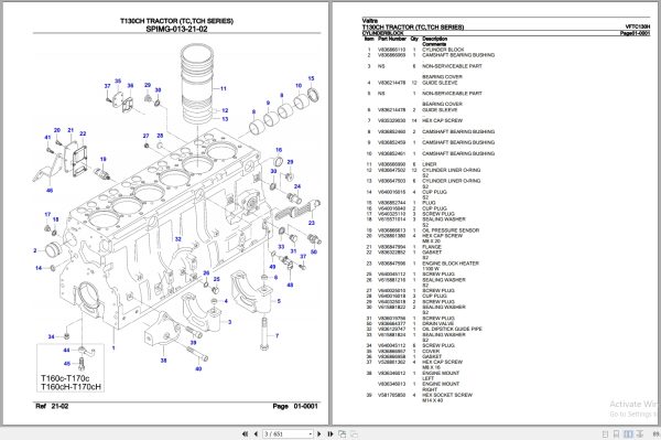 Valtra Tractor TC TCH Series T130CH Parts Catalog VFTC130H 2