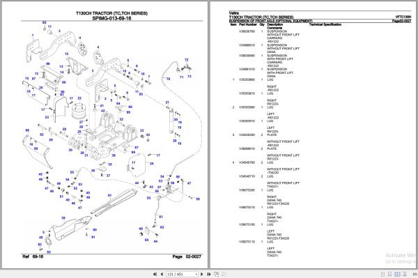 Valtra Tractor TC TCH Series T130CH Parts Catalog VFTC130H 3