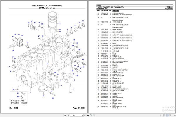 Valtra Tractor TC TCH Series T160CH Parts Catalog VFTC160H 2