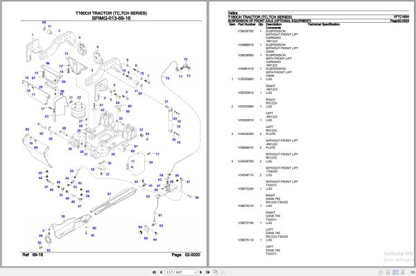 Valtra Tractor TC TCH Series T160CH Parts Catalog VFTC160H 3