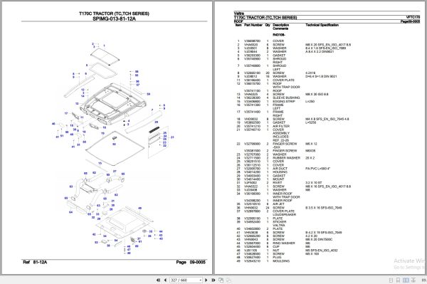 Valtra Tractor TC TCH Series T170C Parts Catalog VFTC170 3