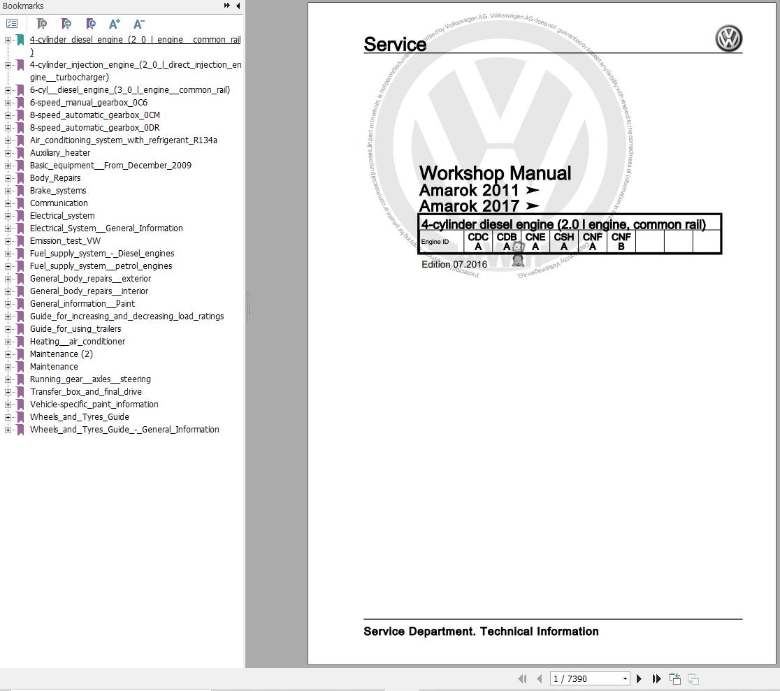 Volkswagen Amarok Workshop Manual 2009 2016 1