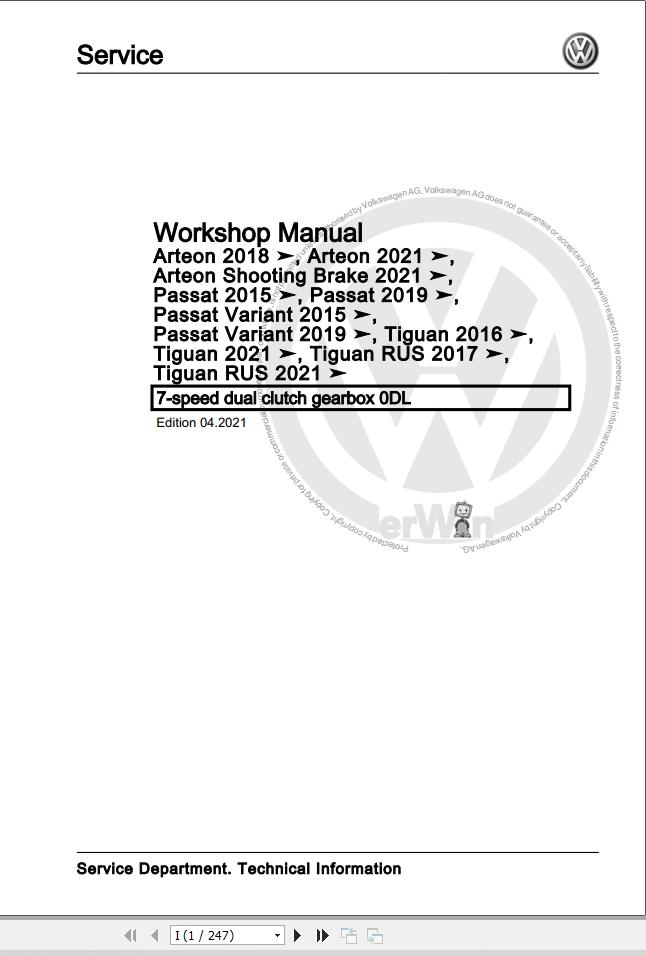 Volkswagen Arteon 3H7 3H8 3H9 Workshop Manual 2021 2023 1