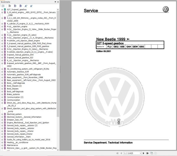Volkswagen Beetle Workshop Manual 1980 2003 1