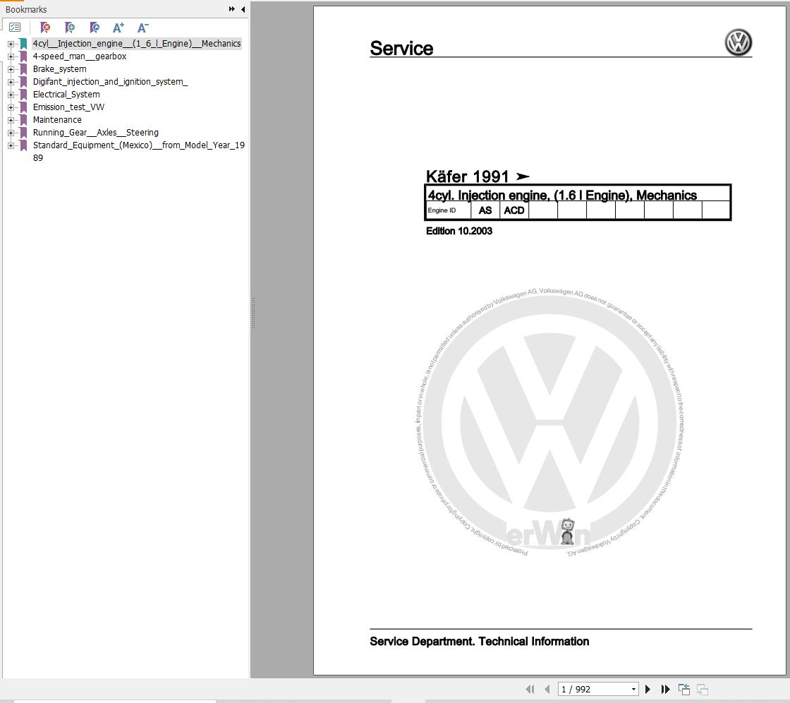 Volkswagen Beetle Workshop Manual 1998 2004 1