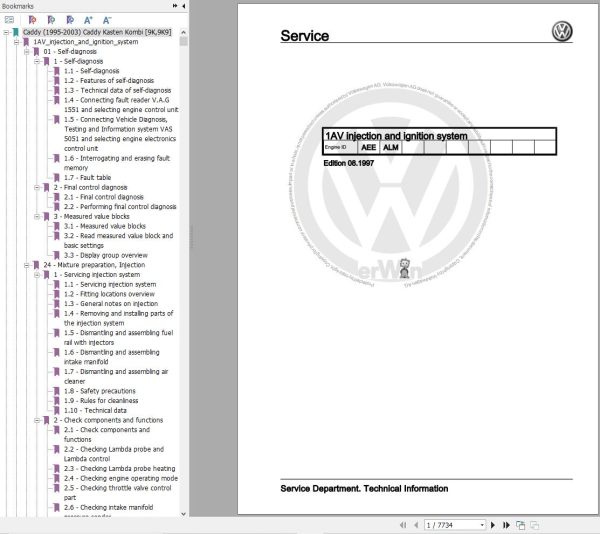 Volkswagen Caddy Kasten Kombi Pickup Workshop Manual 1
