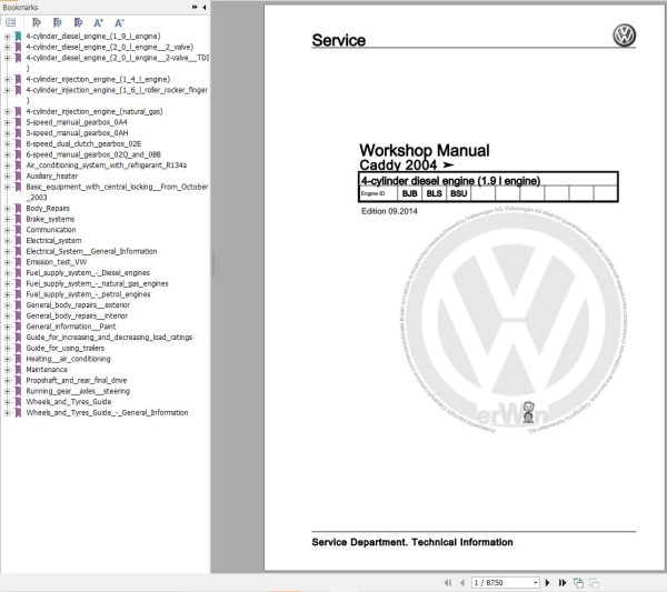 Volkswagen Caddy Kombi Workshop Manual 2004 2010 1