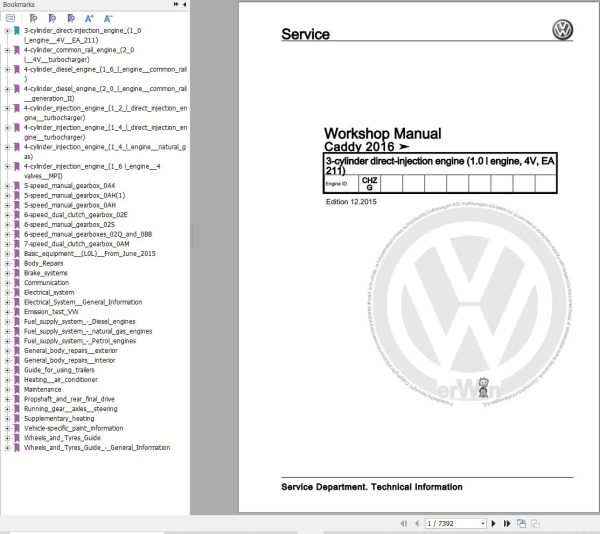 Volkswagen Caddy SA Workshop Manual 2016 2019 1