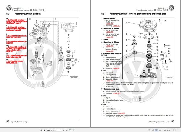 Volkswagen Caddy SA Workshop Manual 2016 2019 2