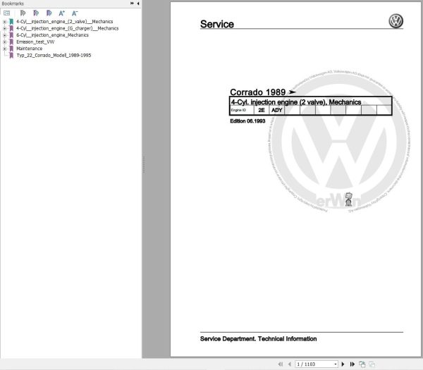 Volkswagen Corrado 50 509 Workshop Manual 1988 1995 1