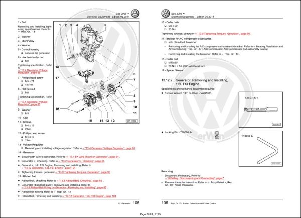 Volkswagen EOS 1F7 Workshop Manual 2007 2011 2