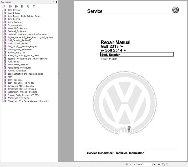 Volkswagen Golf 5G Workshop Manual 2013 2017 1