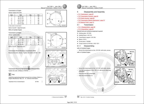 Volkswagen Golf GTI R32 1J1 Workshop Manual 2004 2009 2