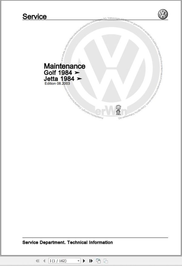Volkswagen Golf II 19 191 192 193 194 Workshop Manual 1984 1989 1