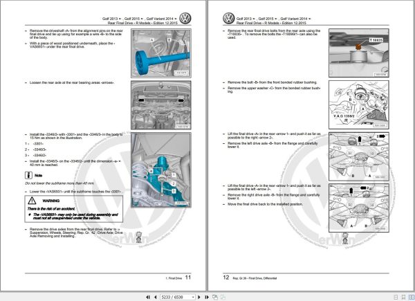 Volkswagen Golf VII Golf R 5G1 Workshop Manual 2013 2017 3