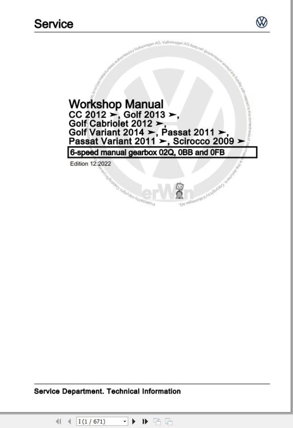 Volkswagen Golf VII Sportsvan Workshop Manual 2013 2020 1