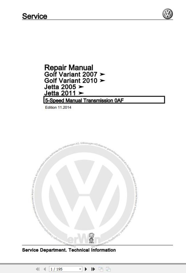 Volkswagen Jetta 16 Workshop Manual 2011 1